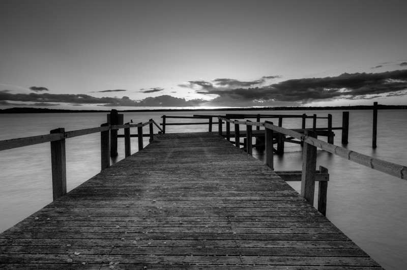 Brownsea Island Sunset from Pottery Pier - Black & White Scenic