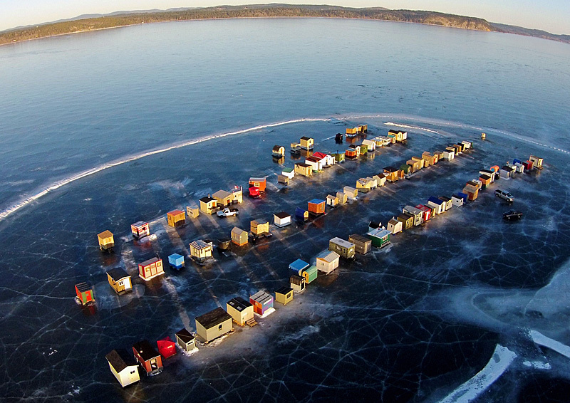 Renforth Ice Fishing Village Rothesay New Brunswick Canada Aerial View