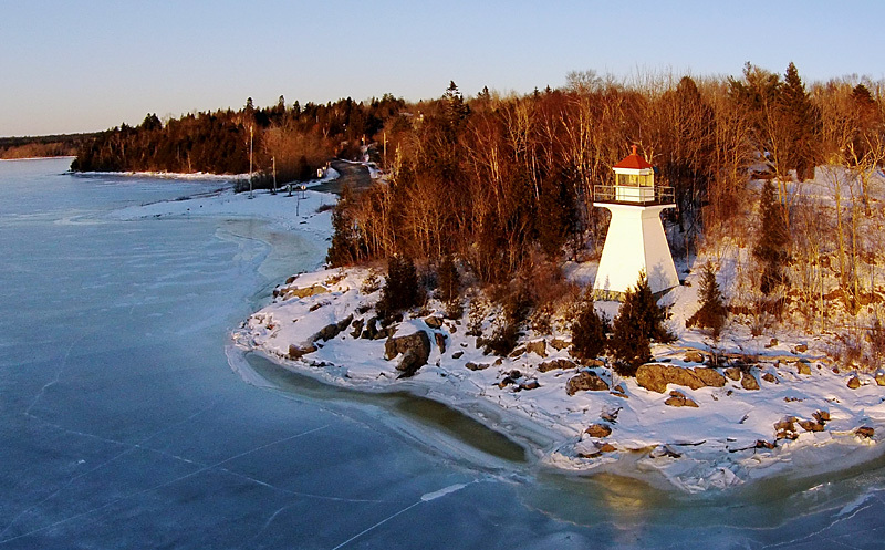 McColgan Point Lighthouse Kingston Peninsula Aerial View - Lighthouses of New Brunswick