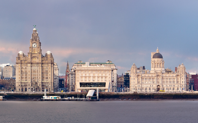 LIVERPOOL PIER HEAD FROM WIRRAL - Colour