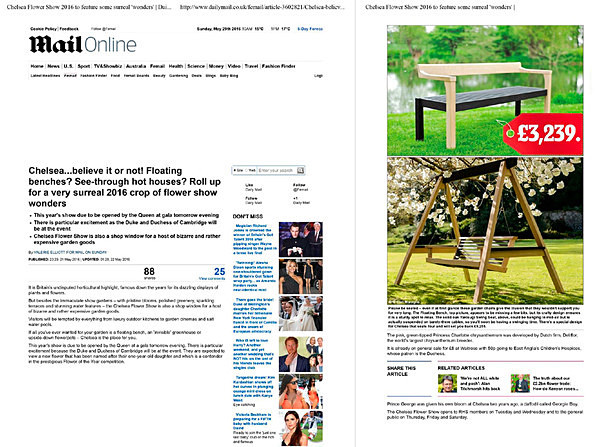 21/05/2016 Daily Mail Article - RHS Chelsea - Published Work
