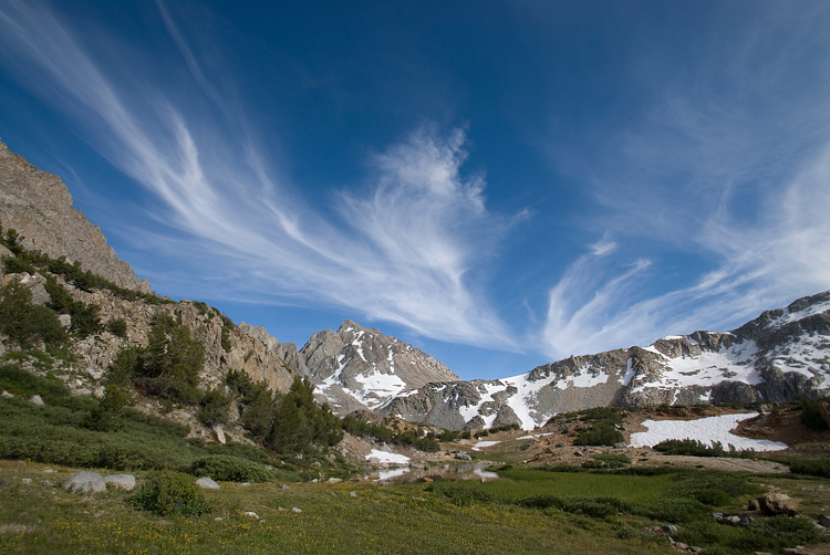 Cirrus Clouds above Bishop Pass - Sierra Nevada and Yosemite