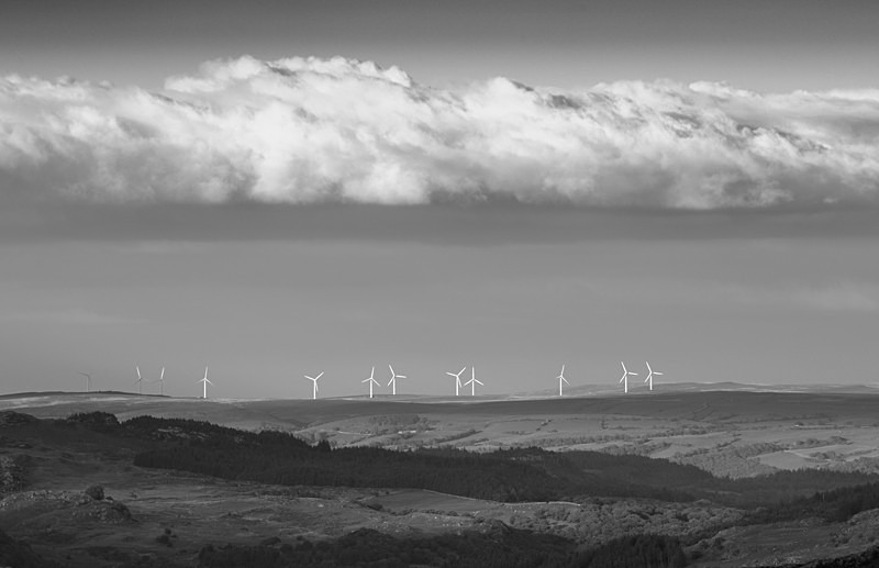 wind turbines, Moel Maelogen, from Cwmffynnon - Fragile Land