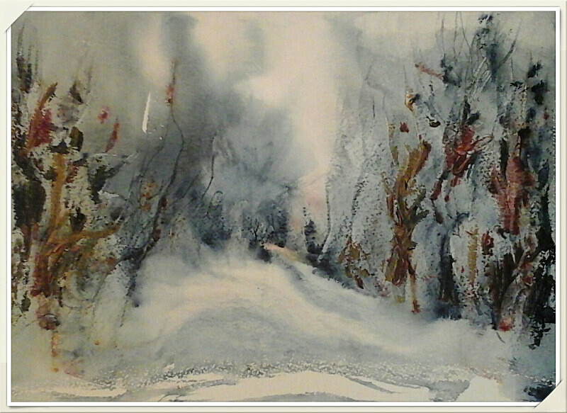 SM 54  Snow drift - Senior Moments - freehand watercolours