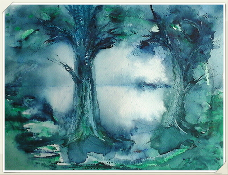 L  11  Two trees by Moonlight - Lockdown Paintings