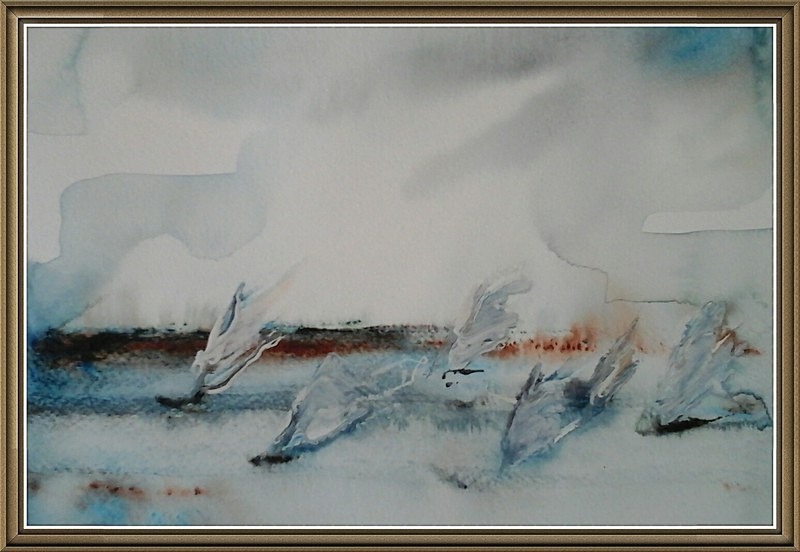SM20  Yachts on the Broad - Senior Moments - freehand watercolours