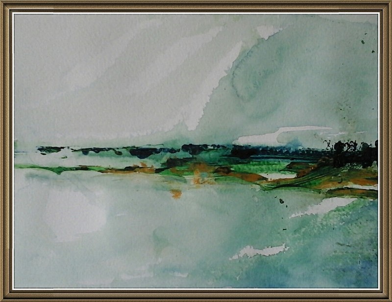 SM2   Across the bay - Senior Moments - freehand watercolours