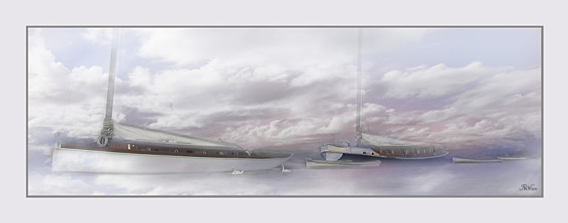 B24 Sleeping Wherries at Dawn (50cm x 20cm) - Boats and Wherries