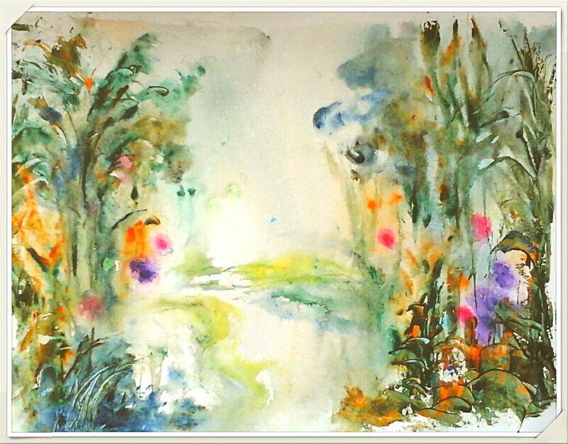 L 10  Stream through a garden - Lockdown Paintings
