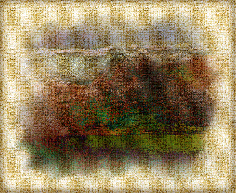 103 Mini-canvas 6 Autumn trees on a mountainside - Imaginative, Meditative or Mystical