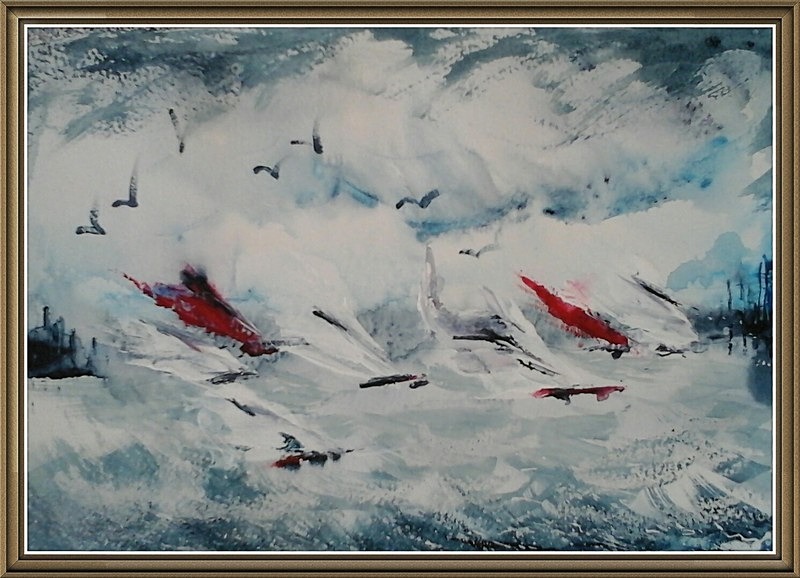 SM18  Sudden turbulence - Senior Moments - freehand watercolours