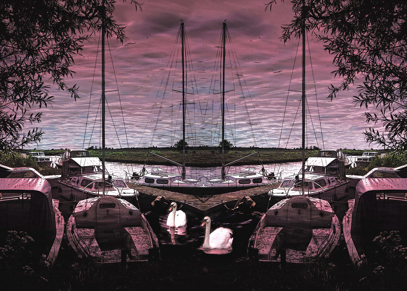 B11 Nightfall near Ludham Bridge (17x12) - Boats and Wherries