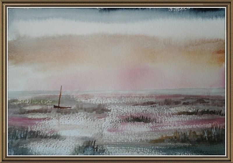SM14  Norfolk Estuary - Senior Moments - freehand watercolours