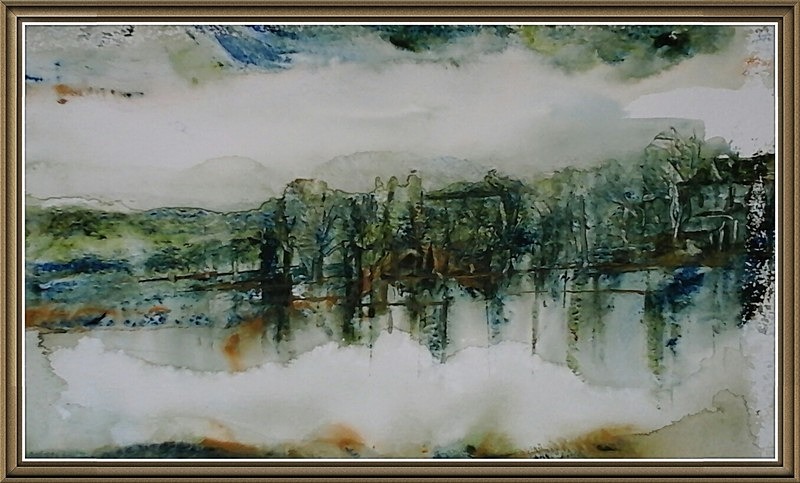 SM27 House over the water - Senior Moments - freehand watercolours