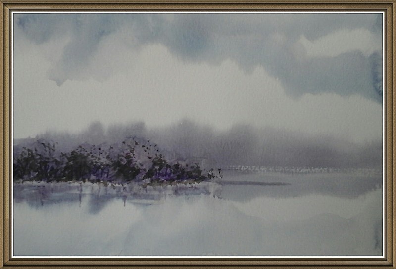 SM15   Dusk - Senior Moments - freehand watercolours