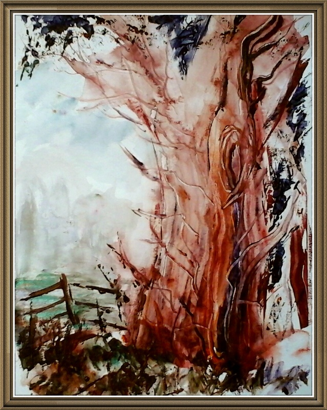SM38  Old tree - Senior Moments - freehand watercolours