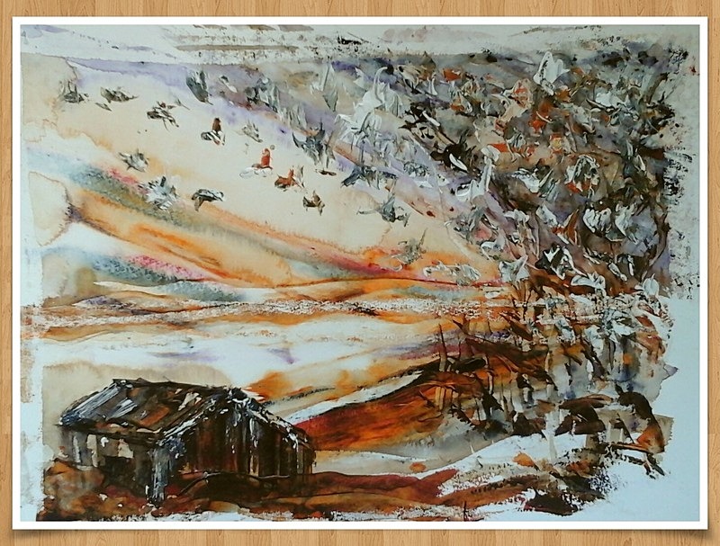 SM28  Birds coming in to roost - Senior Moments - freehand watercolours