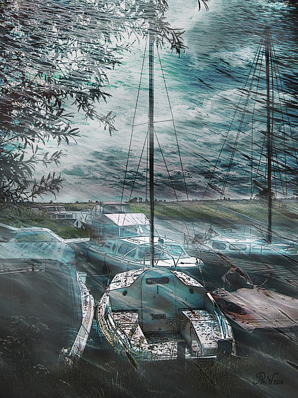 B26 'Weather' -  wet and windy!  (A4) - Boats and Wherries