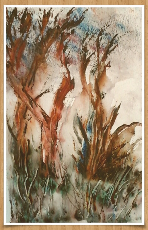 SM37  Trees - quick sketch - Senior Moments - freehand watercolours