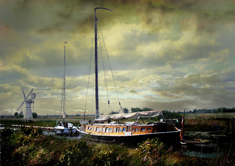 B3 'Hathor' moored at Thurne  (A4) - Boats and Wherries