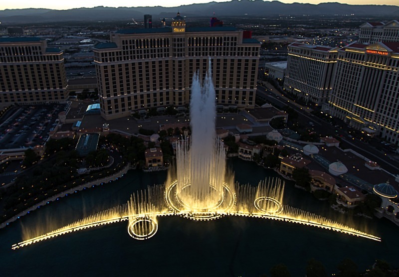 Bellagio Fountain from above. - Las Vegas