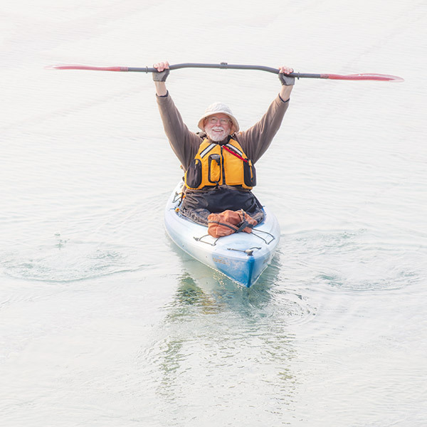 Larry on kayak - Bruce Peninsula 2025