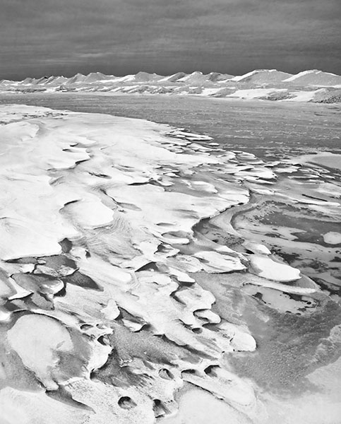 SAND & SNOW #4, LONG POINT BEACH - B&W