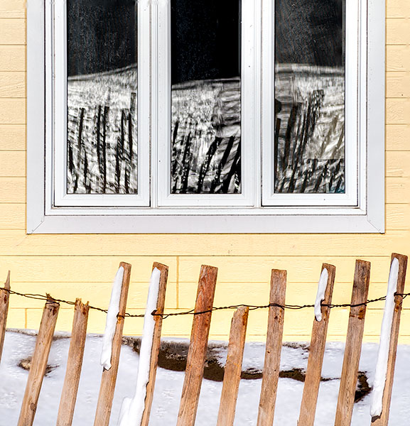 SAND FENCE REFLECTIONS - LONG POINT BEACH - LARRY'S TENSET, 2014