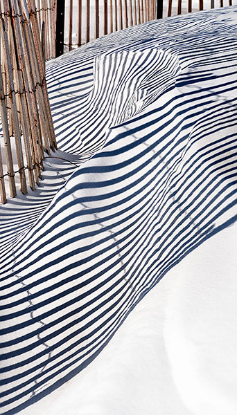 SAND FENCE AND SHADOW ON SNOW - LONG POINT BEACH - LARRY'S TENSET, 2014