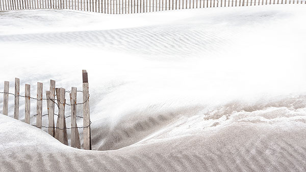 SAND FENCE IN SNOW - LONG POINT BEACH - SNOW/SAND FENCES, LONG POINT