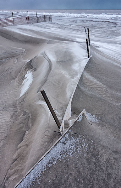 WINTER STORM #2 - LONG POINT BEACH - SNOW/SAND FENCES, LONG POINT
