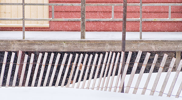 DECEMBER SNOW #2 - LONG POINT BEACH - SNOW/SAND FENCES, LONG POINT