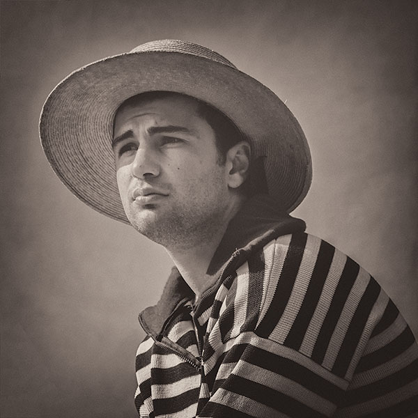 GONDOLIER PORTRAIT - VENICE - VENICE IN B&W