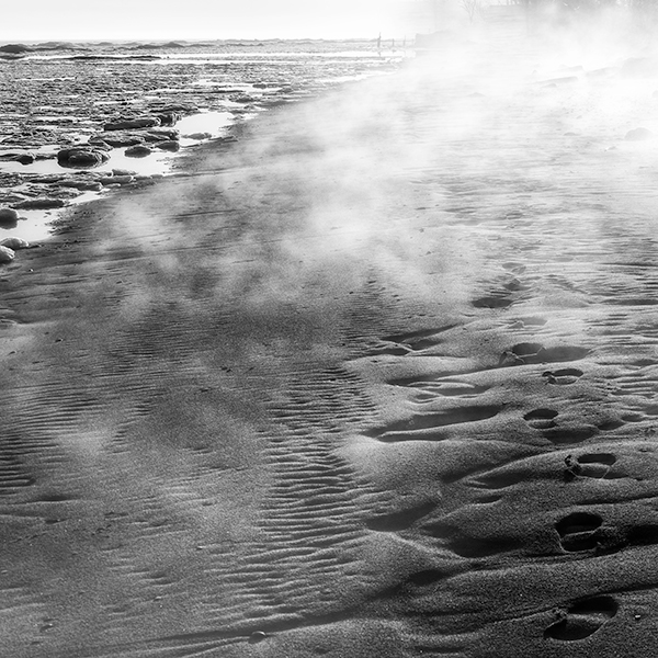 BEACH MIST - LONG POINT BEACH - B&W