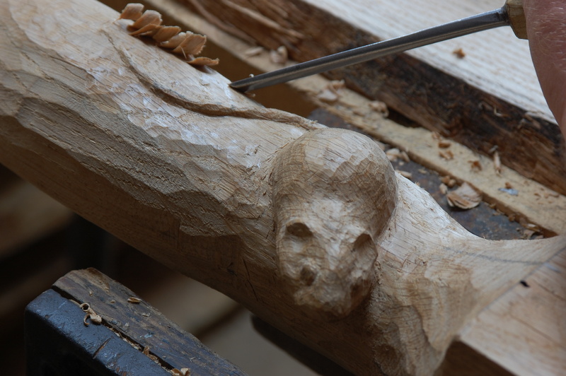 Hand Carved Details on Bespoke Kitchen Furniture.