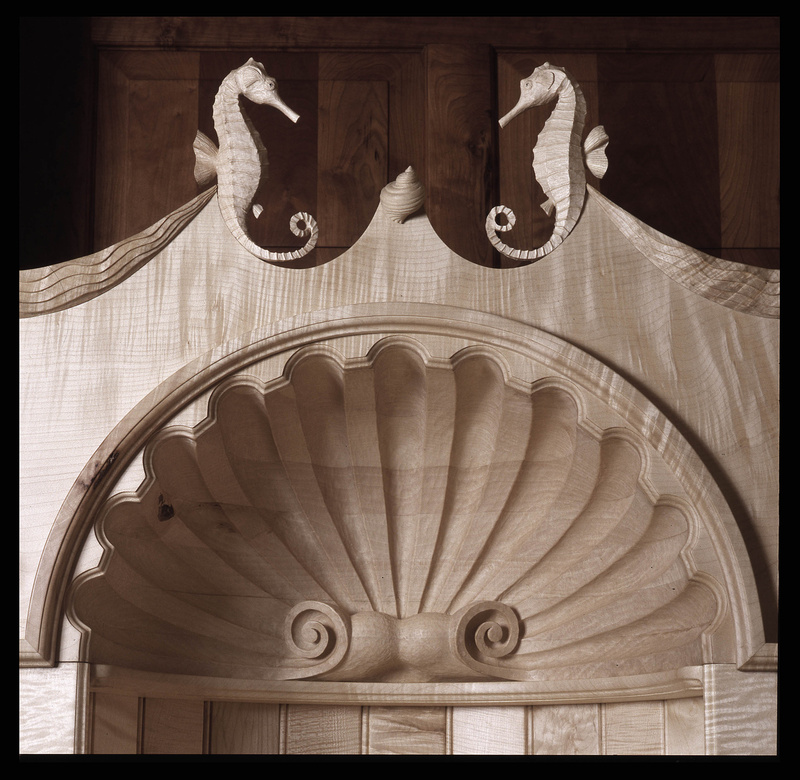 Hand Carved Shell Top Detail.