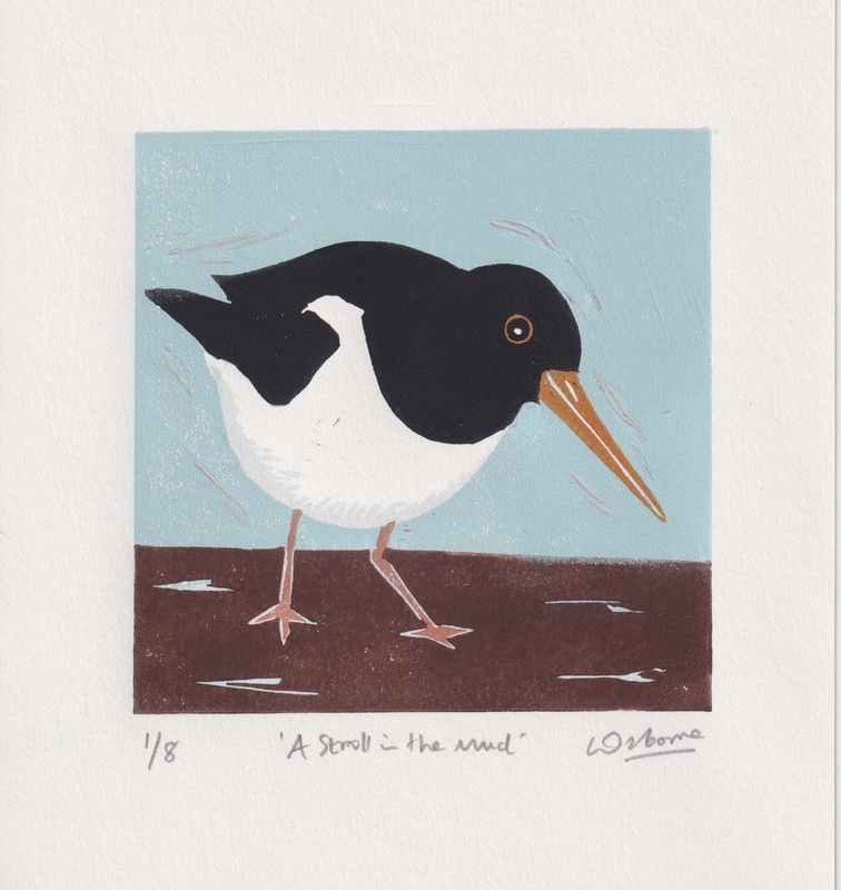 A stroll in the mud - linocut - LINOCUTS