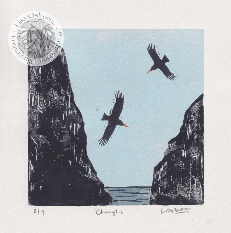 Choughs - LINOCUTS