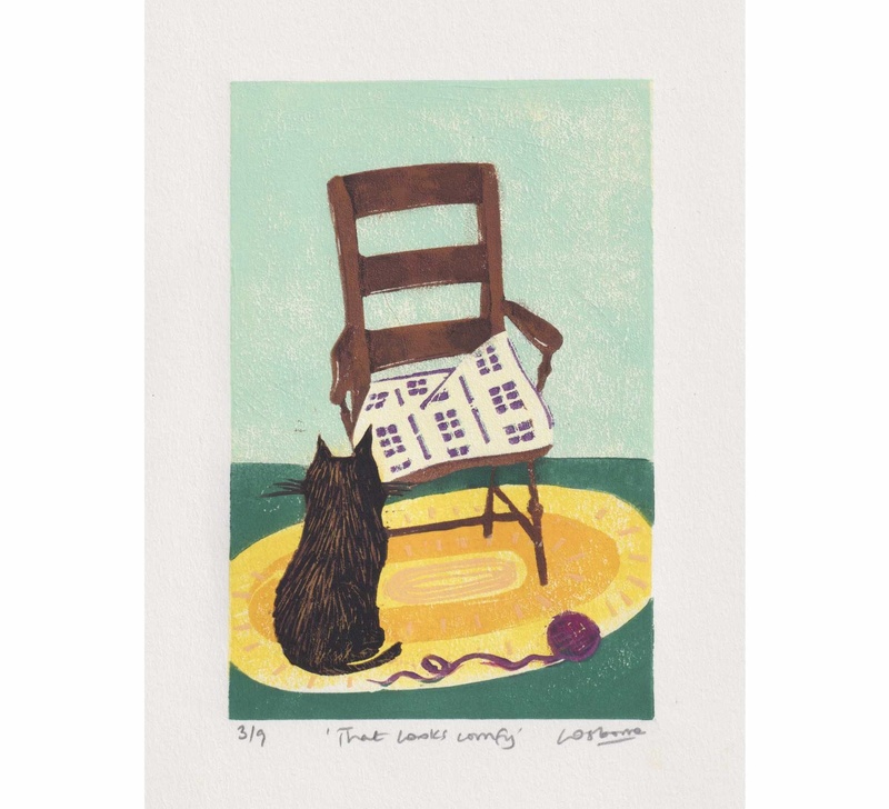 That looks comfy - linocut - LINOCUTS
