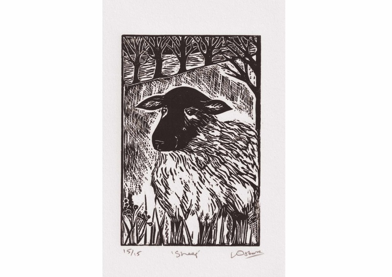 Sheep - linocut - LINOCUTS