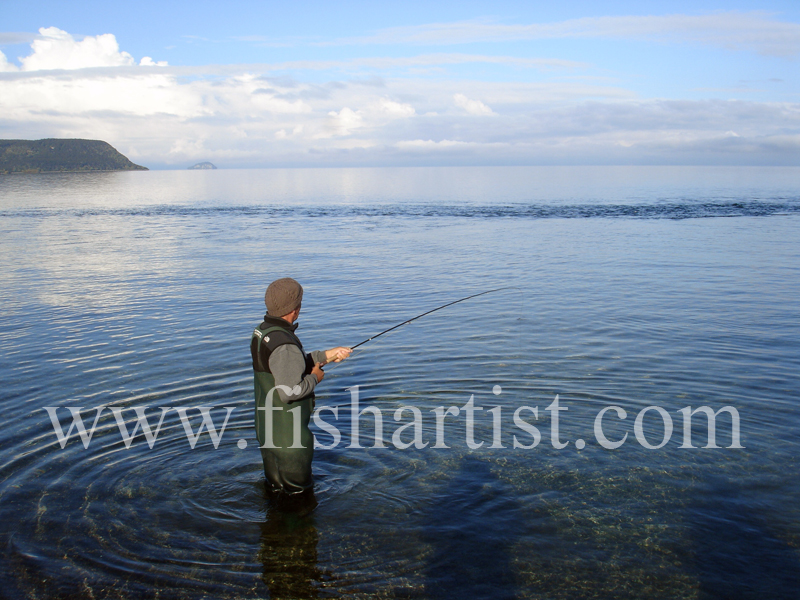 Hooked Taupo Trout! - Trout Fishing - Taupo New Zealand.