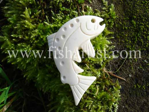 Taupo Trout Bone Carving. - Fishing Bone Carvings.