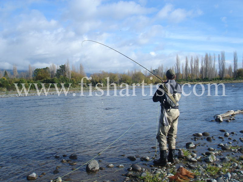 Hooked up on the Tongariro. - Trout Fishing - Taupo New Zealand.