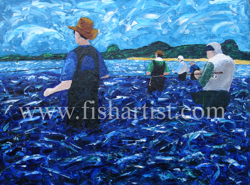Fisherman at Waitahanui Rip. - Fish Art for Fishermen.