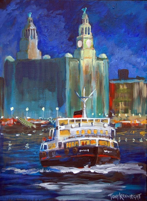 Night Ferry (£250) Acrylic on 24' x 18' box canvas. - Art (General)
