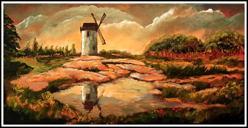 Evening on Bidston Hill (£300) sold 40' x 17' Acrylic on canvas - Art (General)