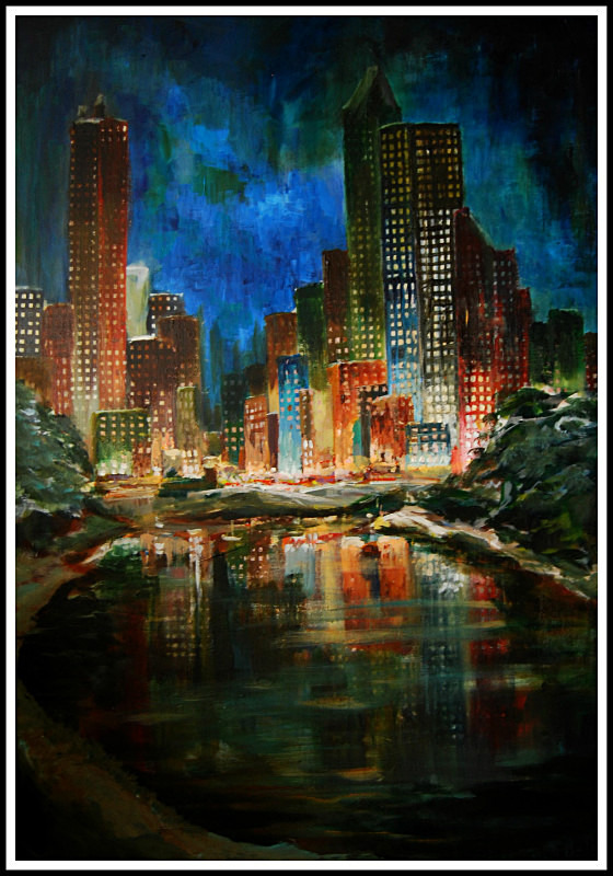 Night and The City 2 (£300) sold Acrylic on box canvas - Art (General)