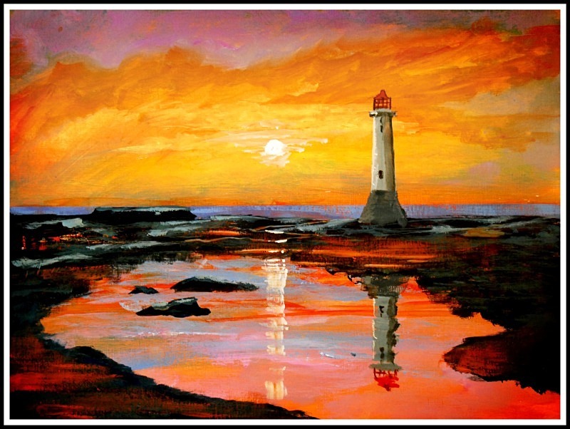 New Brighton sunset £120(16' x 12' Acrylic on paper) - Art (General)