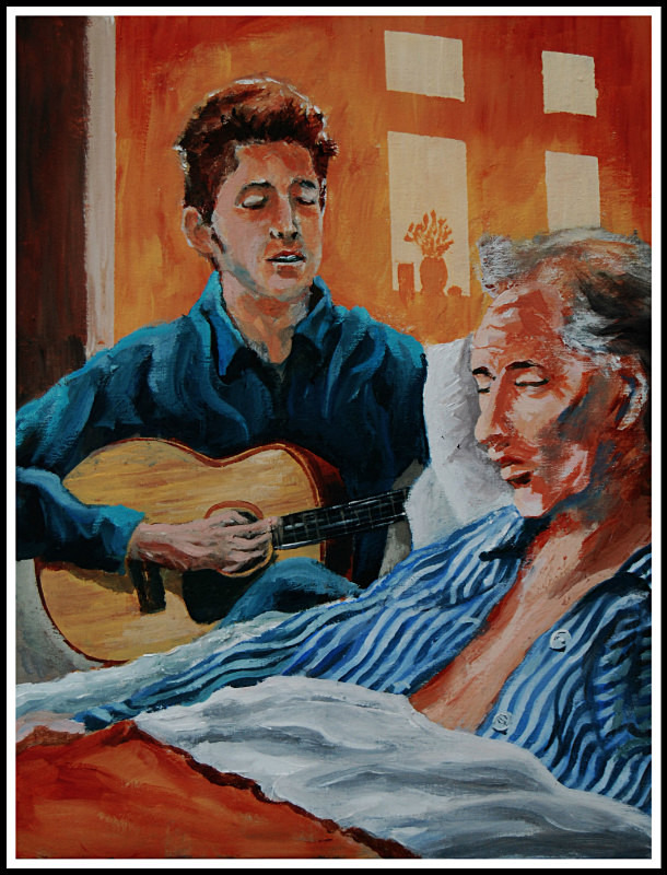 Song To Woody (£200) Acrylic on 20 - Dylan portraits and paintings