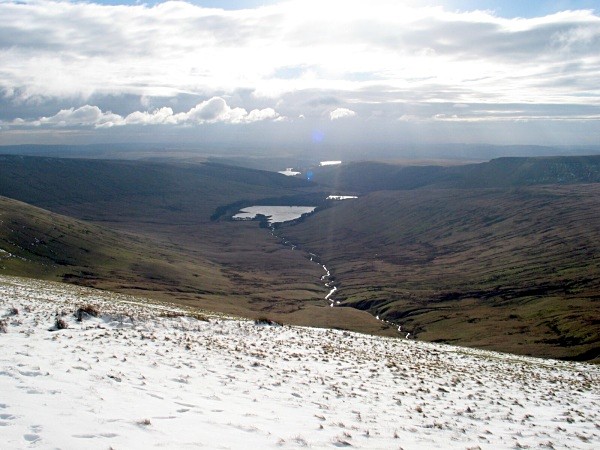 Both Neaudd, Dolygaer and Ponsticill reservoirs viewed from Pen Y Fan - Brecon Beacons